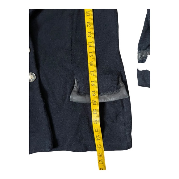 ST. JOHN Collection Knit Black Blazer Leather Trim Size 10 - Picture 15 of 17